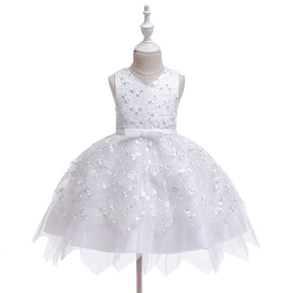 Clothing Baby Girls Middle And Small Children Kindergarten Dresses White