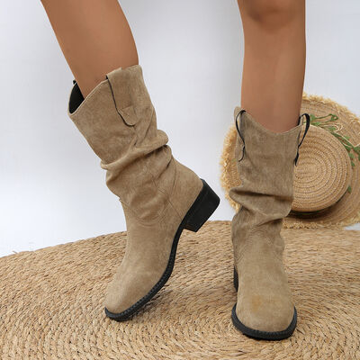 Pleated Pull-On Western Cowboy Boots