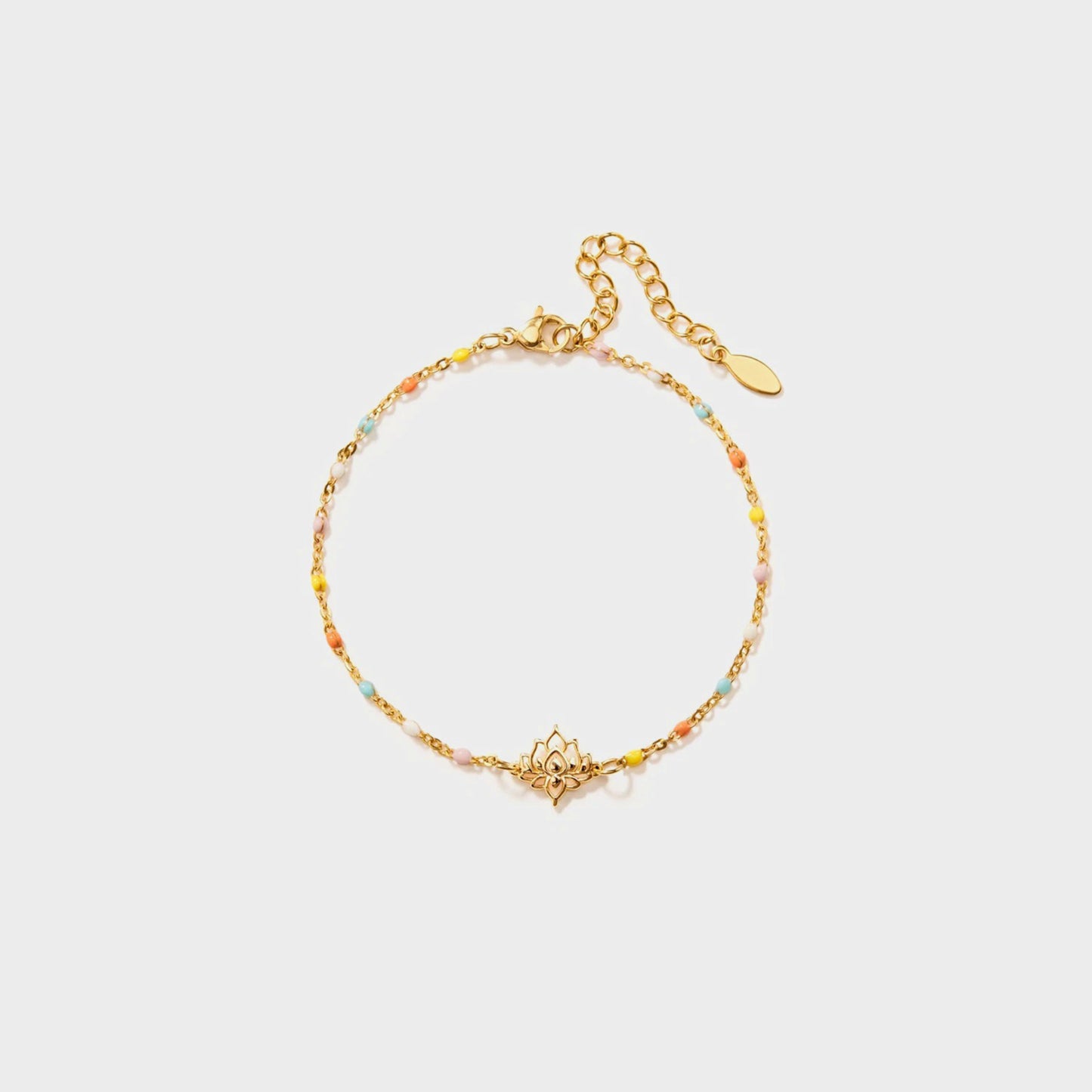 Lotus Shape 18K Gold-Plated Bead Bracelet Gold One Size