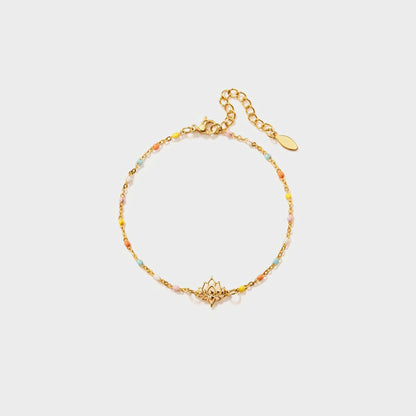 Lotus Shape 18K Gold-Plated Bead Bracelet Gold One Size