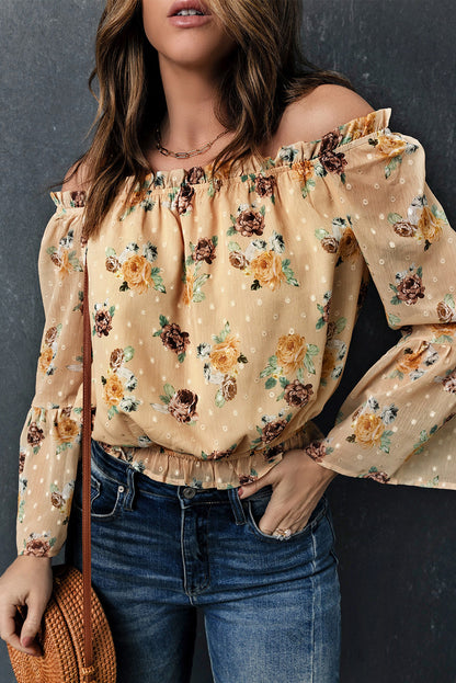 Yellow Bell Sleeves Floral Crop Top