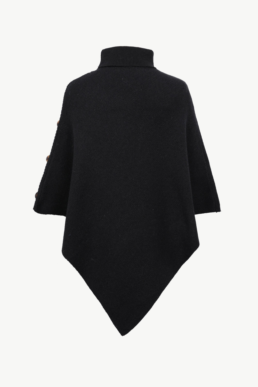 Turtleneck Buttoned Poncho - Thandynie