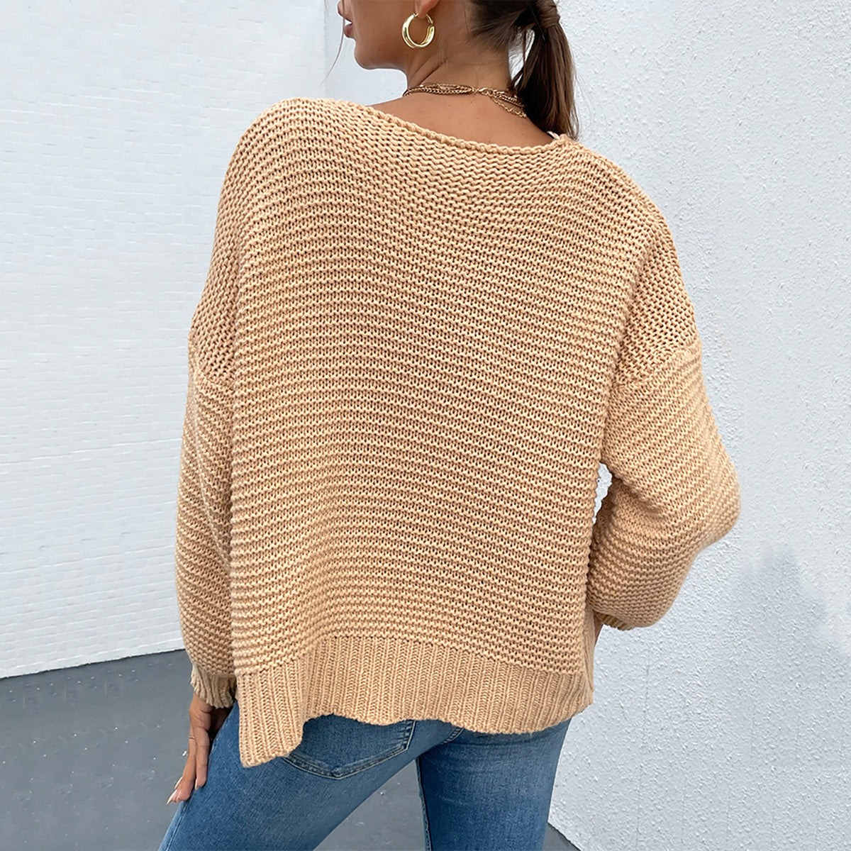 Open Front Dropped Shoulder Cardigan - Thandynie