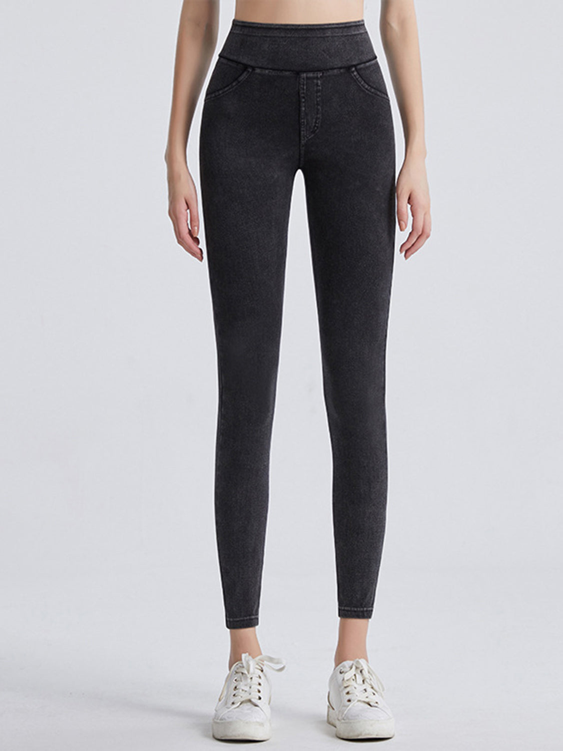 Wide Waistband Sports Leggings Charcoal