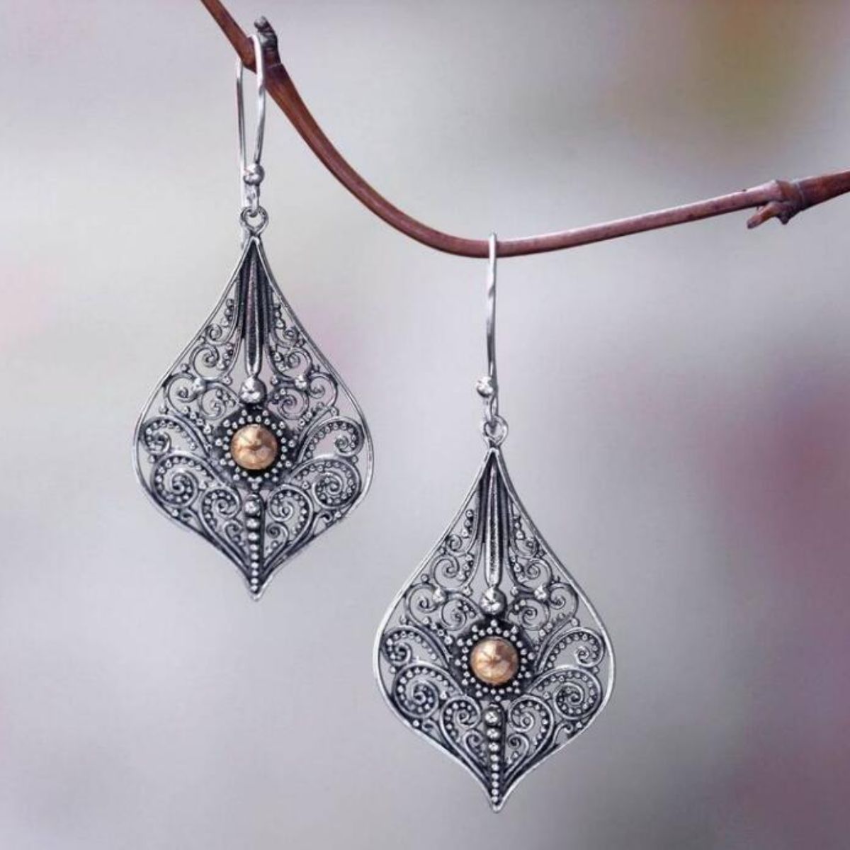 Silver-Plated Cutout Dangle Earrings - Thandynie