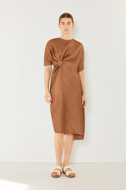 Marina West Swim Pleated Dolman Sleeve Dress Brown Khaki