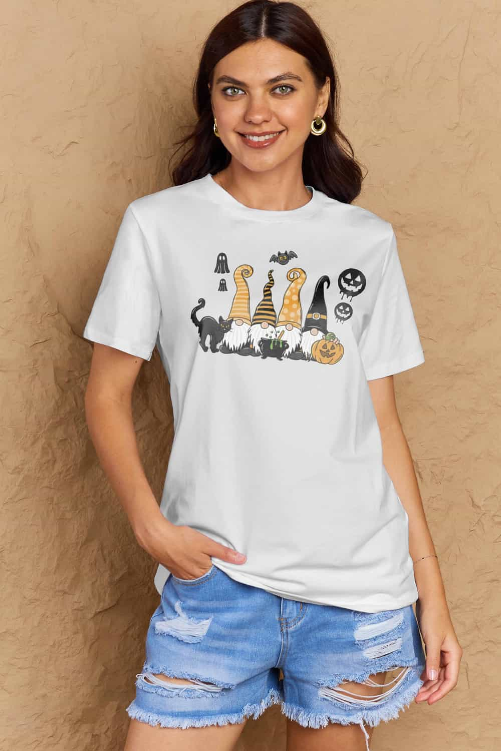 Simply Love Full Size Halloween Theme Graphic Cotton T-Shirt White