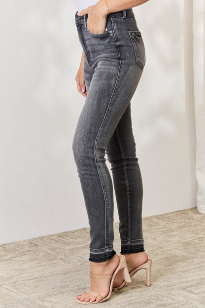 Judy Blue Full Size High Waist Tummy Control Release Hem Skinny Jeans