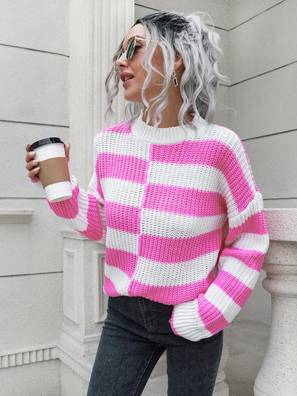 Two-Tone Dropped Shoulder Sweater