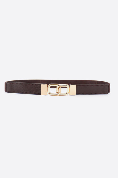 Geometric Double Buckle Elastic Belt Chocolate One Size