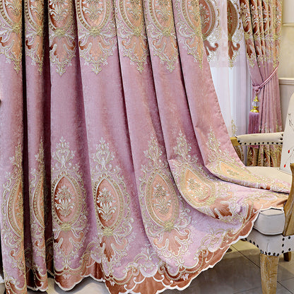 Atmospheric Living Room Floor Curtain Bedroom Full Blackout Pink cloth Unit price of 1meter