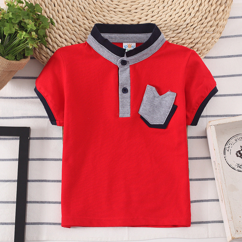 Boys' Cotton T-Shirt | Short Sleeve Moisture-Wicking Polo for Kids Red