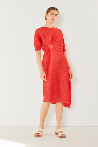 Marina West Swim Pleated Dolman Sleeve Dress Deep Orange