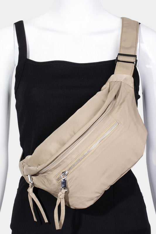 Fame Multi Pocket Nylon Crossbody Bag Khaki One Size