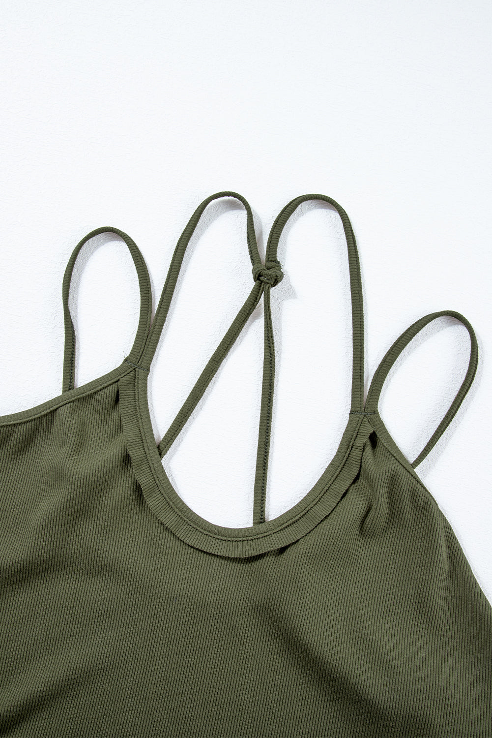 Jungle Green Exposed Seam Detail Double Straps Tank Top