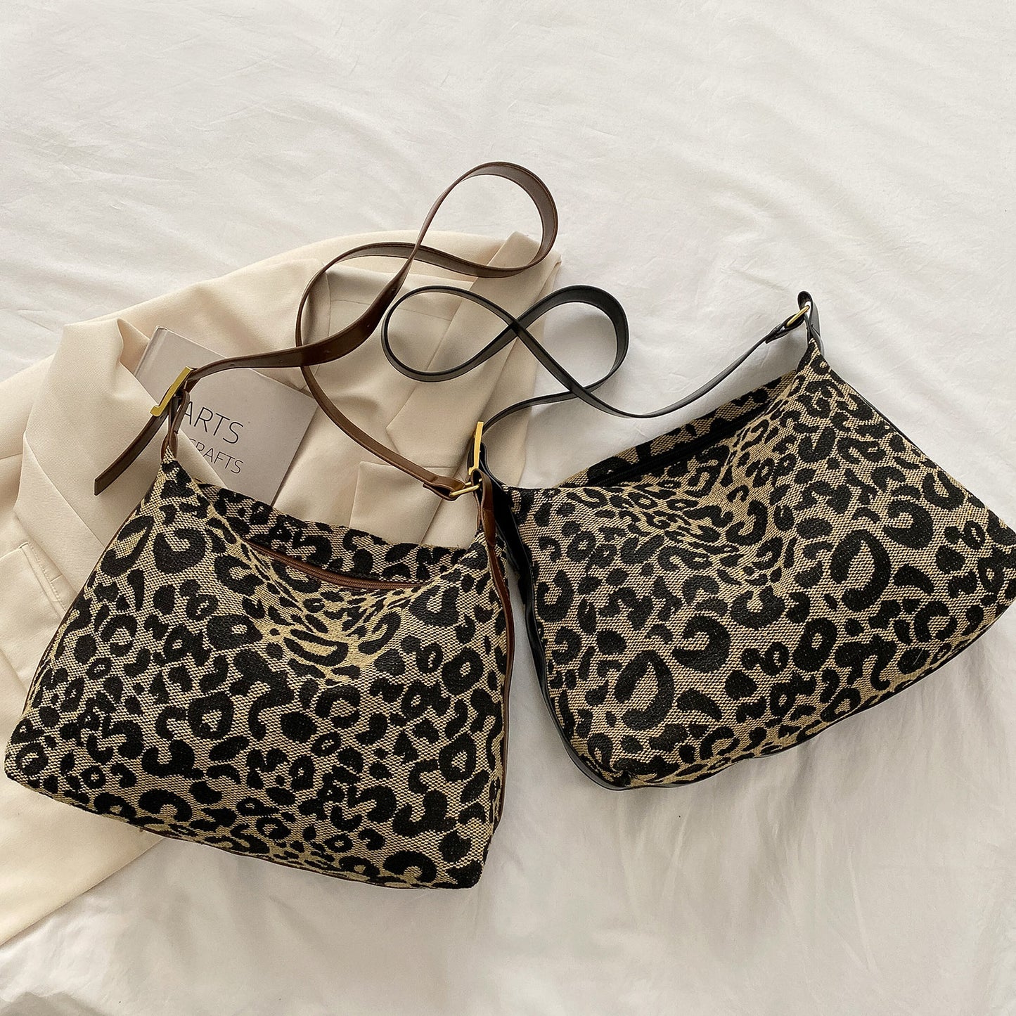 PU Leather Leopard Shoulder Bag - Thandynie