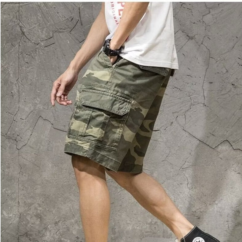 Summer Loose Five Points Casual Camouflage Workwear Shorts Men