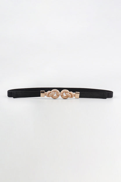 Zinc Alloy Buckle PU Leather Belt Black One Size