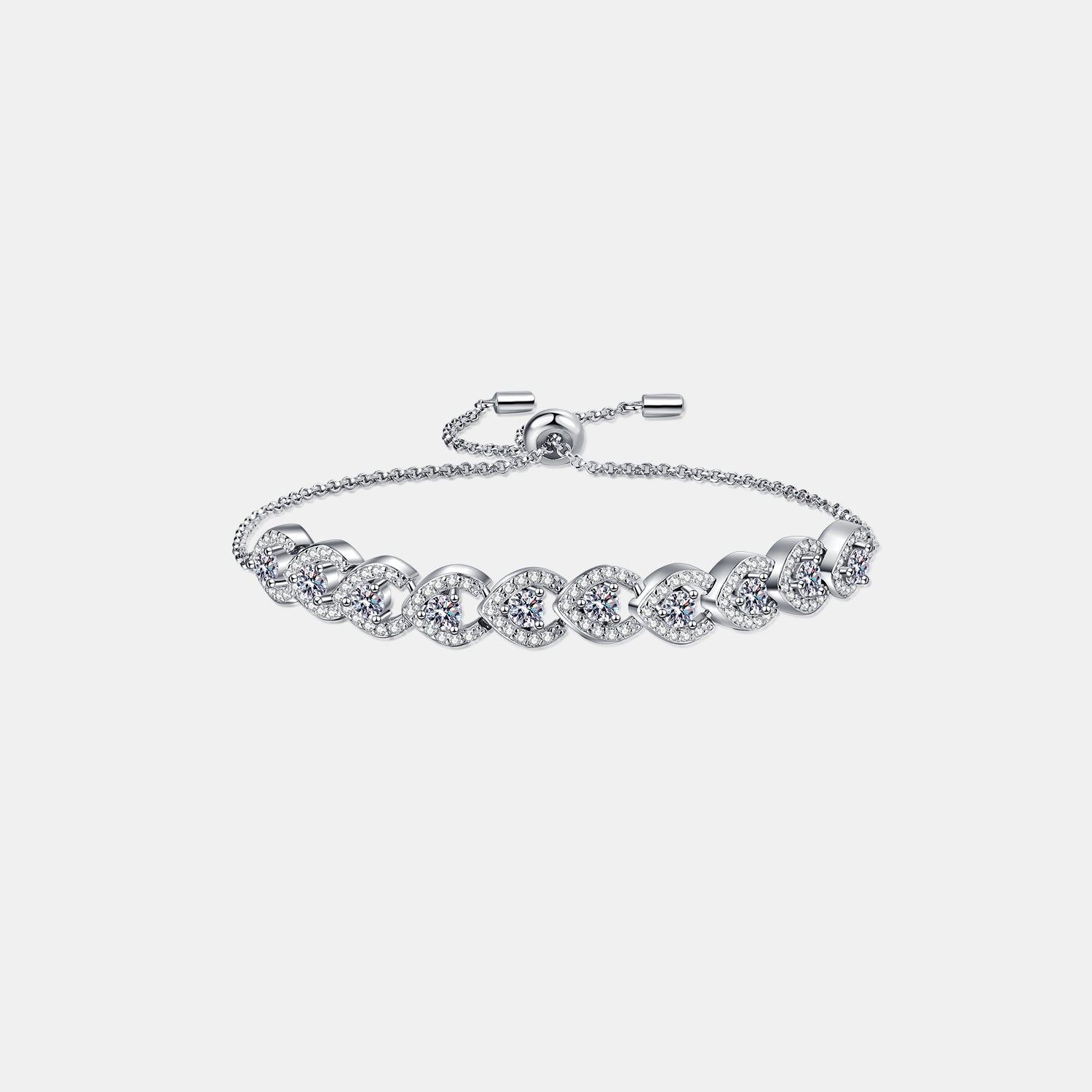 1 Carat Moissanite 925 Sterling Silver Bracelet Silver One Size