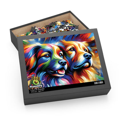 Puzzle Set - Paws & Puzzles: Dual Dog Delight - Custom 120, 252, 500-Piece Puzzles