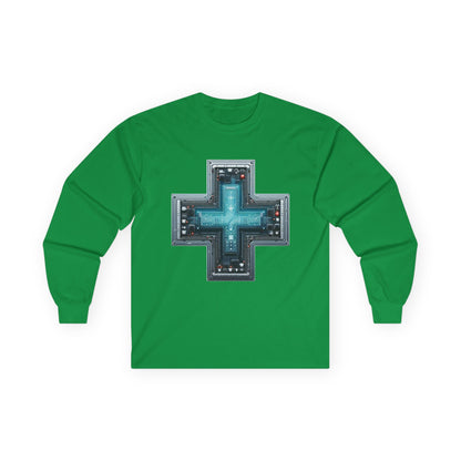 Long Sleeve Tee with Unique Technology Design – Sleek and Modern Tech-Inspired Shirt for Casual Wear and Tech Enthusiasts Irish Green