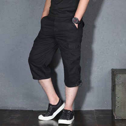 Thin Loose Shorts Cropped Trousers For Men Casual Pants Black