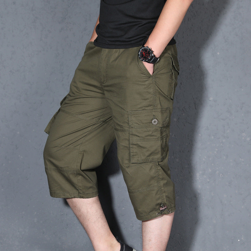 Thin Loose Shorts Cropped Trousers For Men Casual Pants Army Green