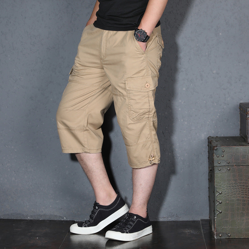 Thin Loose Shorts Cropped Trousers For Men Casual Pants Khaki