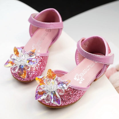 Girls crystal shoes rhinestone single shoes Pink