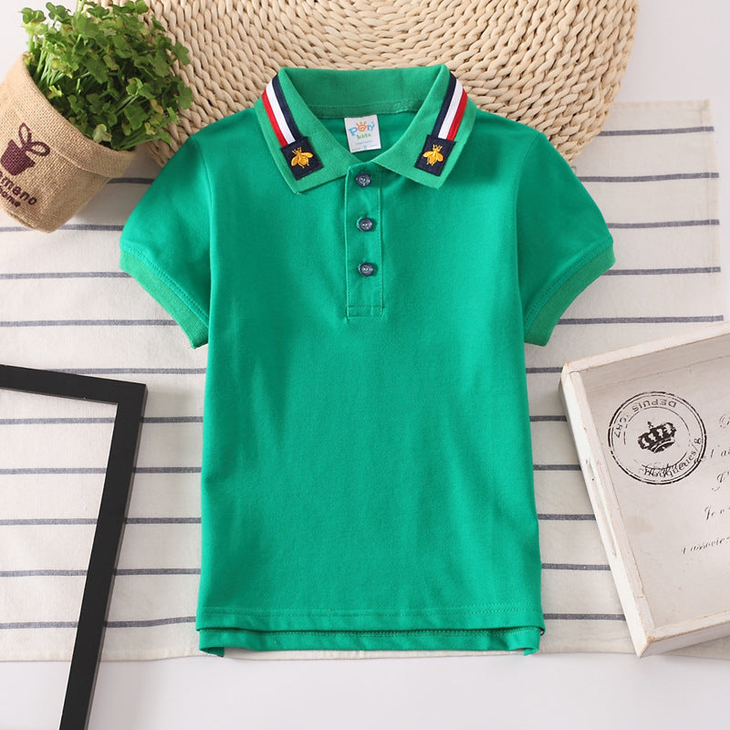 Children's Solid Color Polo Shirt Green