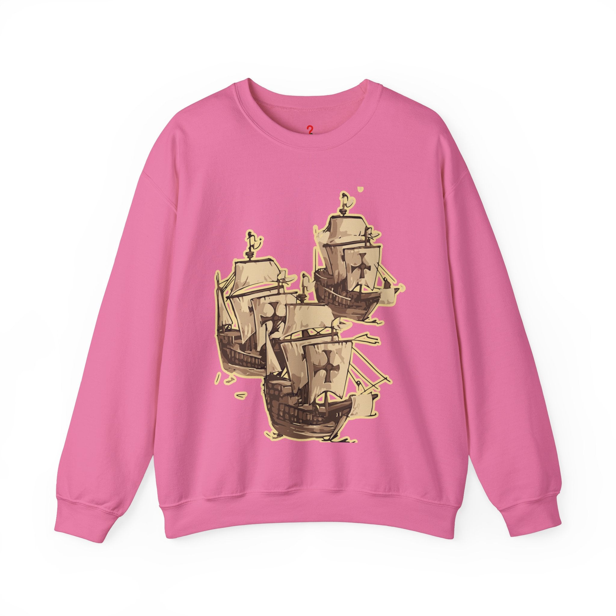 Unisex Heavy Blend Crewneck Sweatshirt with 3 Boats Design – Ultimate Comfort & Sustainability Safety Pink