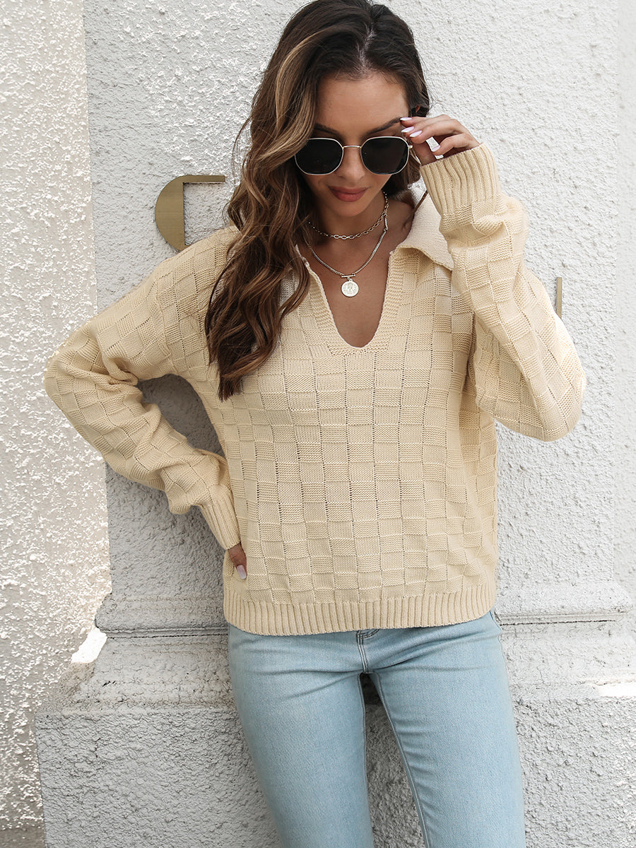 Johnny Collar Dropped Shoulder Sweater Ivory