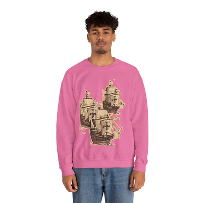 Unisex Heavy Blend Crewneck Sweatshirt with 3 Boats Design – Ultimate Comfort & Sustainability