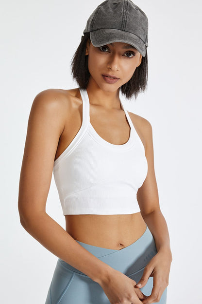 Halter Neck Active Cami White