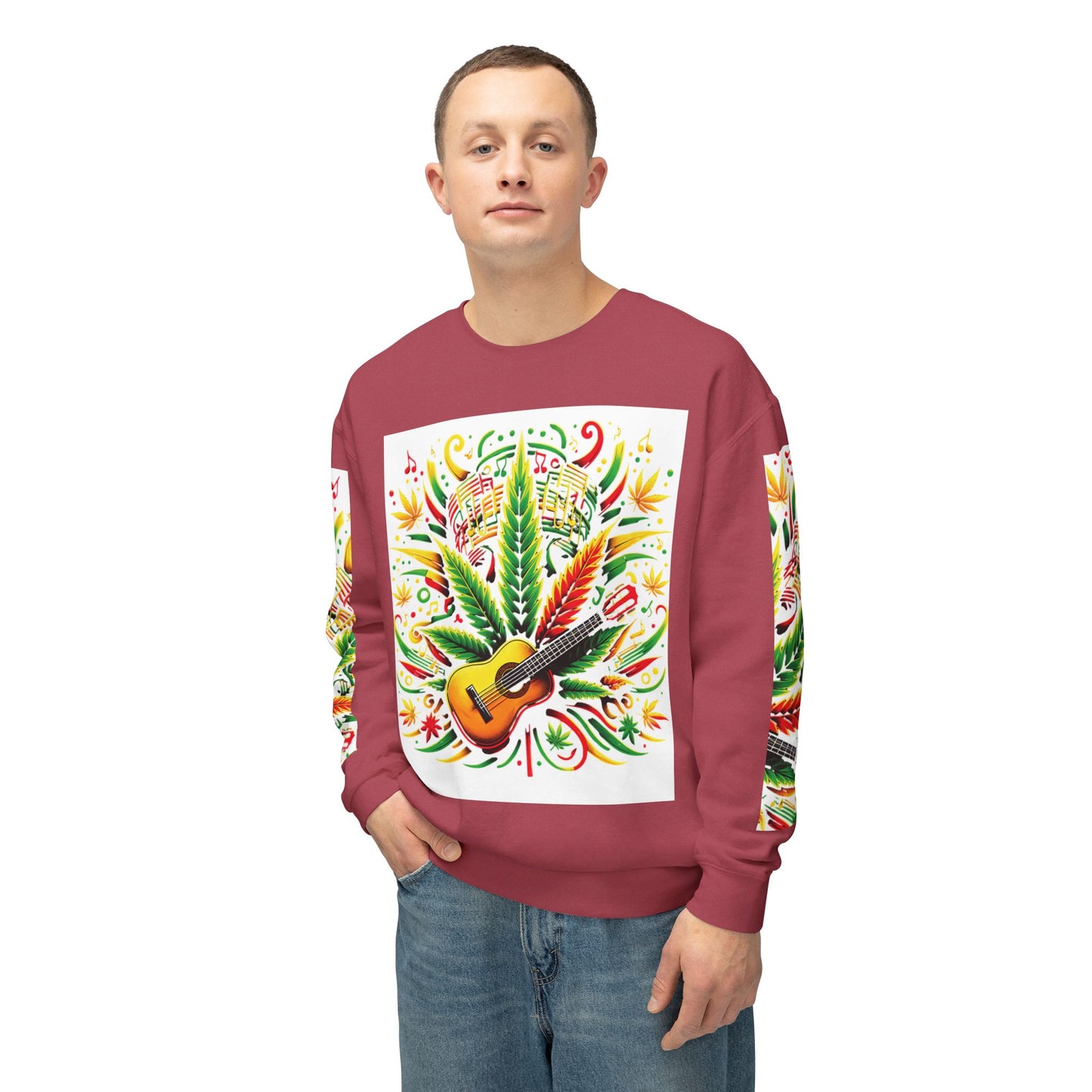 Music and Weed Vibes - Unisex Lightweight Crewneck Sweatshirt