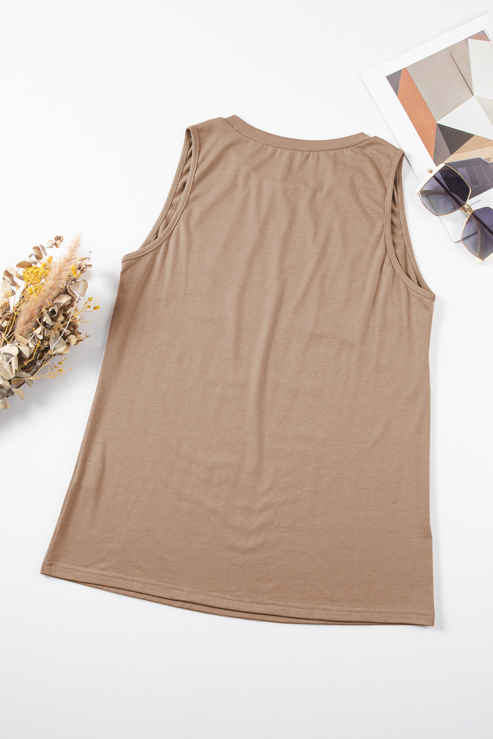 Pin-Tuck Round Neck Tank - Thandynie