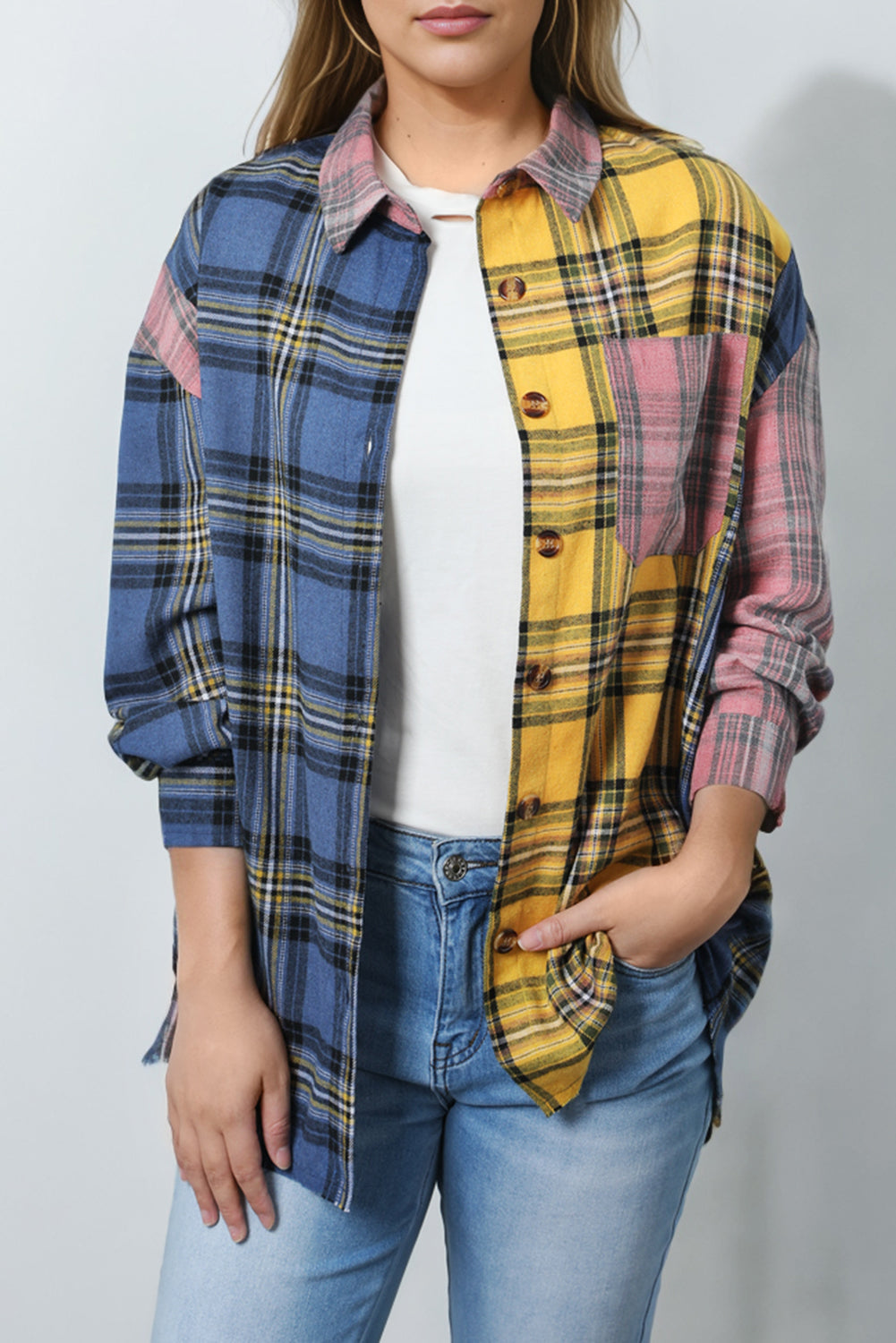 Tricolor Plaid Shirt - Thandynie