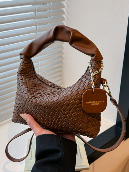 PU Leather Woven Crossbody Bag