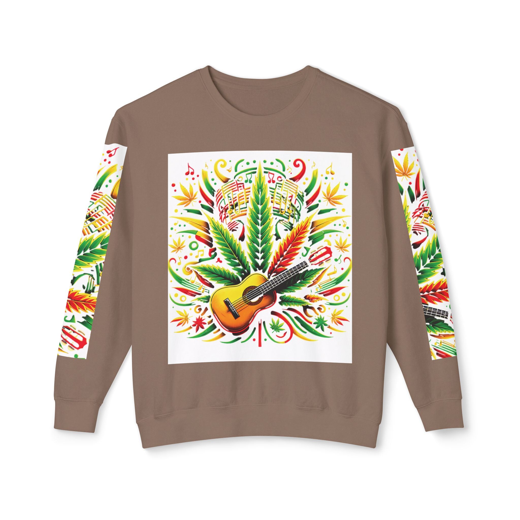 Music and Weed Vibes - Unisex Lightweight Crewneck Sweatshirt Espresso