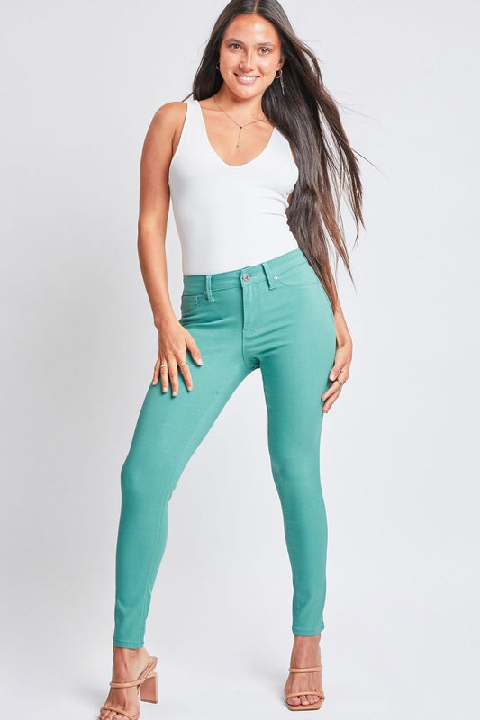 YMI Jeanswear Full Size Hyperstretch Mid-Rise Skinny Pants SeaGreen