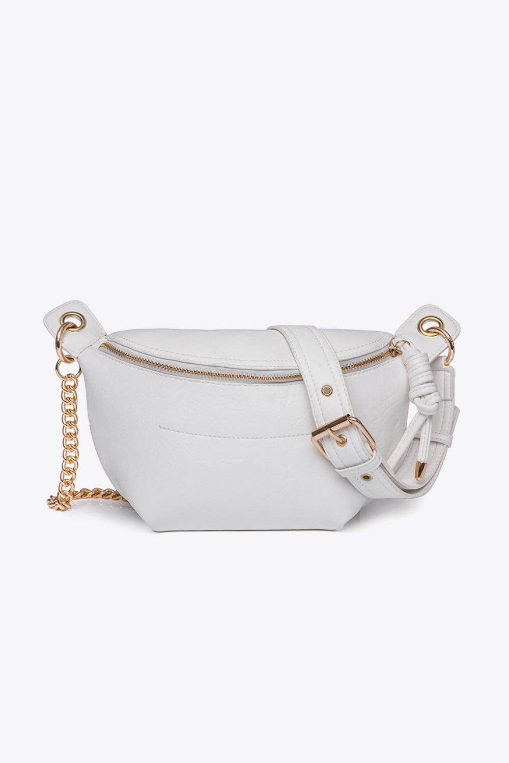 PU Leather Chain Strap Crossbody Bag White One Size