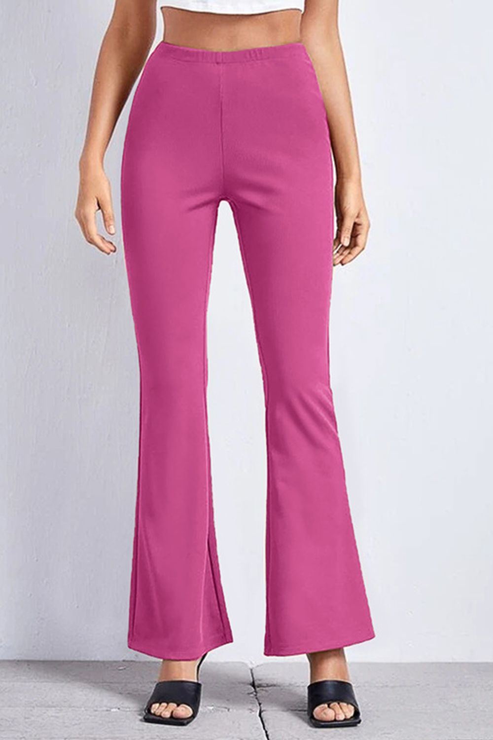 High Rise Flare Pants Hot Pink