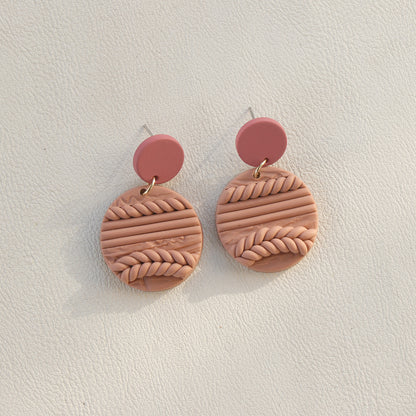 Soft Pottery Round Earrings Dusty Pink One Size