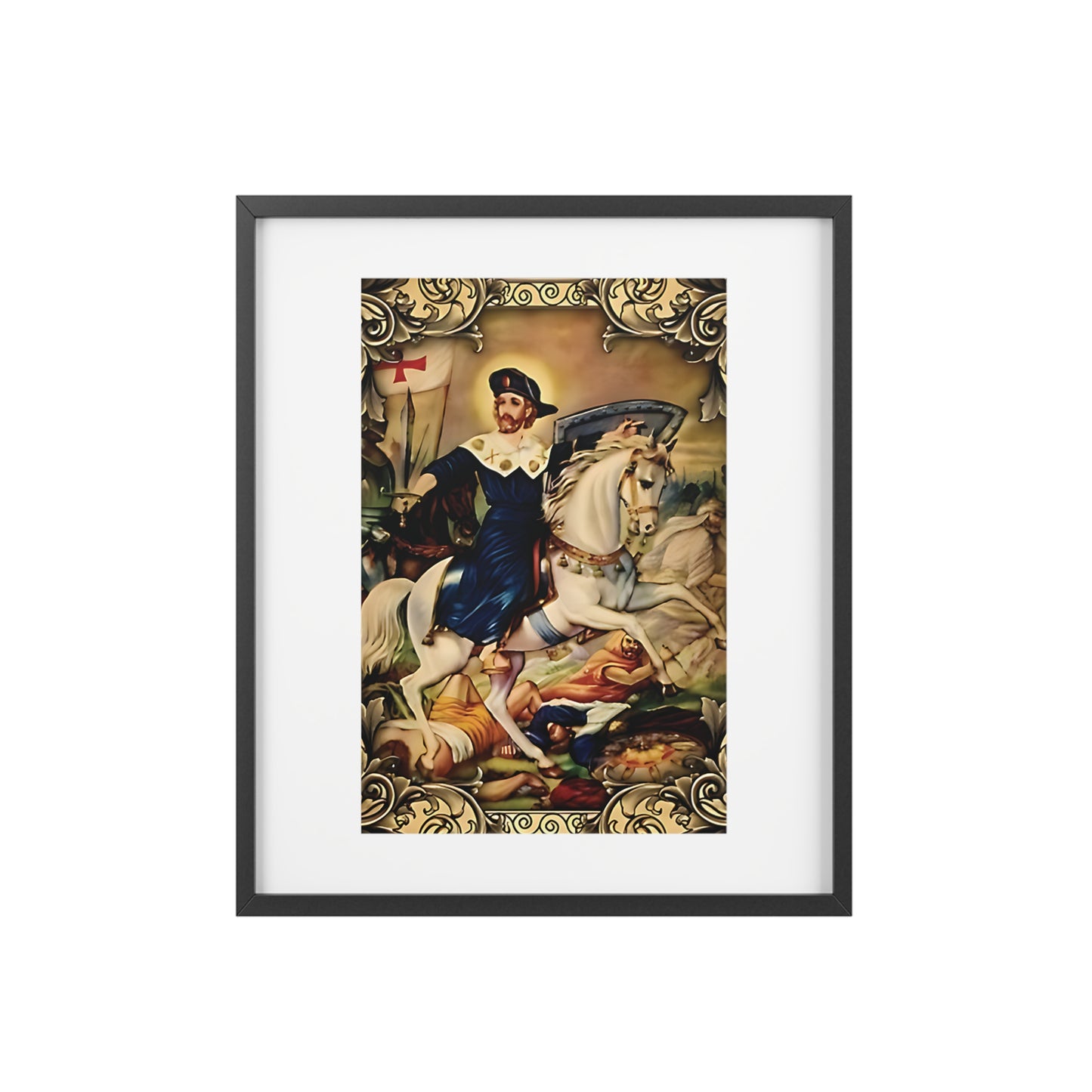 Saint Jacques Majeur Religious Art Poster – Spiritual Decor for Home and Gifts 10" x 15" (Vertical) Black Frame Matte