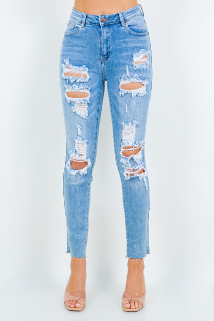 American Bazi High Waist Destroyed Jeans - Distressed Denim for a Trendy, Edgy Look