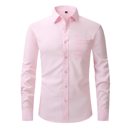 Men's Business Casual Long Sleeve Shirt W714 Light Pink