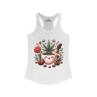 Coffee and Weed Lover - Women's Ideal Racerback Tank Solid White