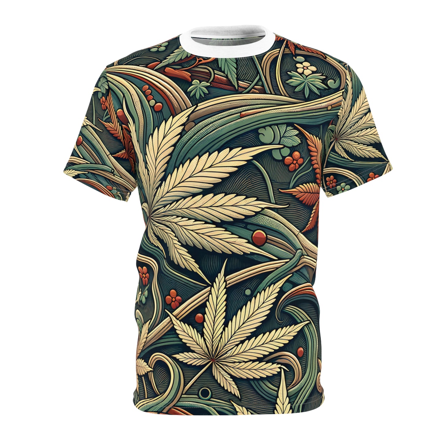 Weed Wallpaper - Unisex Cut & Sew Tee (AOP) White stitching