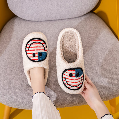 Melody Smiley Face Slippers AMERICAN FLAG