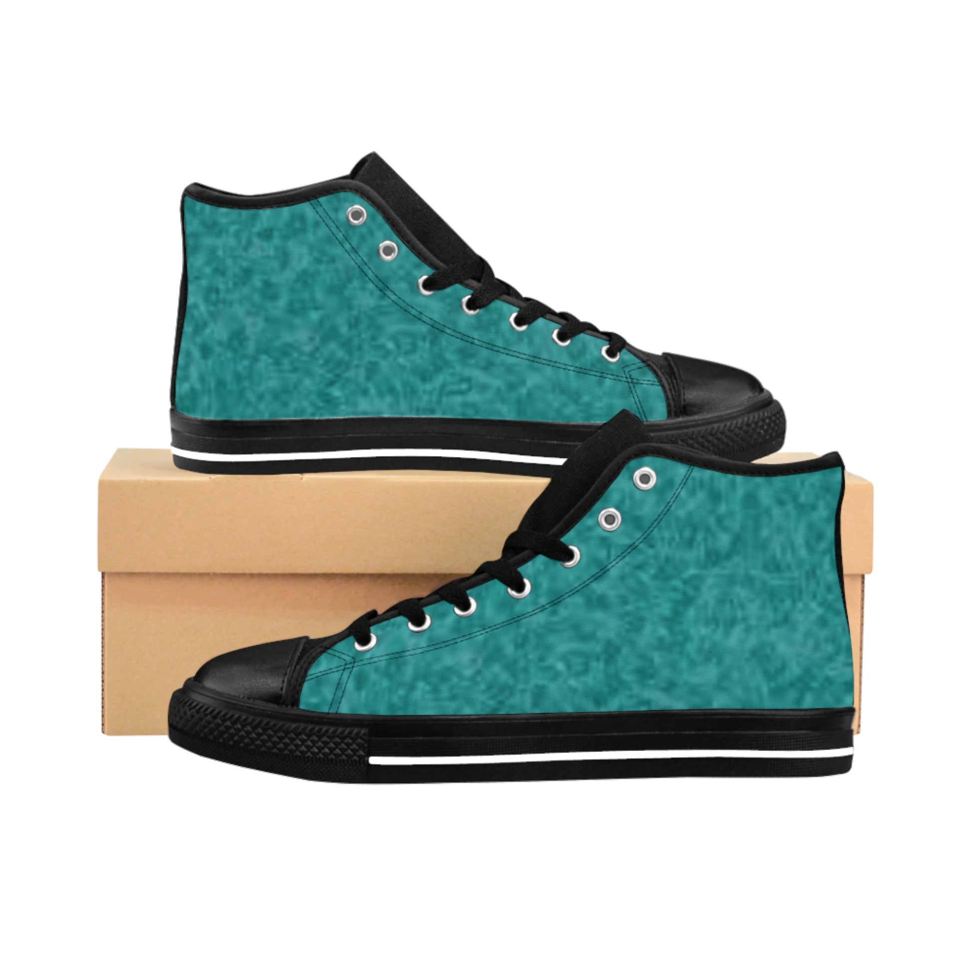 Teal Fusion High-Tops - Men's Classic Sneakers